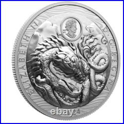 Canada Extra High Relief (EHR) $50 Dollars Silver Coin, Year of Dragon 2024