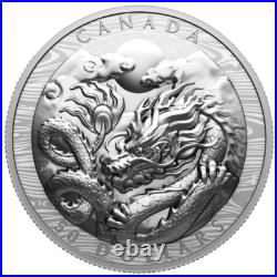 Canada Extra High Relief (EHR) $50 Dollars Silver Coin, Year of Dragon 2024