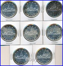 Canada George VI Silver Dollar 1951 Lot Of 8 Ms62 Coins