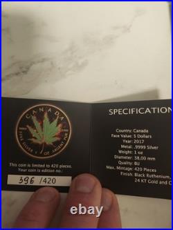 Canada HYBRID INDICA SATIVA BURNING MARIJUANA Silver Coin CANADIAN MAPLE 2017