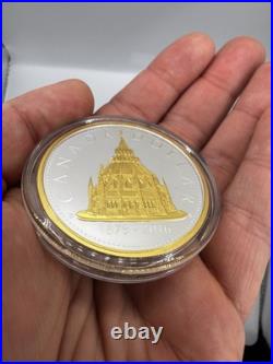 Canada Library Of Parliament 2oz Silver Coin Gold Gilded