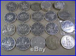 Canada Lot of 26 Silver Coins, 17 Silver $1 & 9 Halves, diff dates 1939 to 1973
