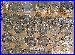 Canada Lot of 68 Silver Coins, 57 Silver Dollars & 11 Half Dollars 1953 to 1966