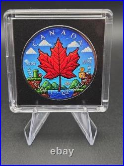 Canada Maple Leaf Retro Gaming 8Bit Colourized Maple Coin 1 oz 999 Silver Coin
