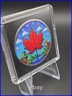 Canada Maple Leaf Retro Gaming 8Bit Colourized Maple Coin 1 oz 999 Silver Coin