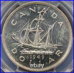 Canada Mint Error 1949 $1 Dollar Silver Coin PCGS PL 65 Struck Thru Obv & Rev