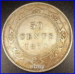 Canada Newfoundland 1870 Silver 50 Cents Nice Coin