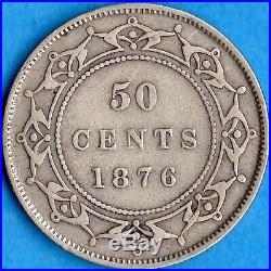 Canada Newfoundland 1876 H 50 Cents Fifty Cents Silver Coin F/VF