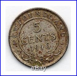 Canada Newfoundland 5 Cent 1946 C (92.5% Silver) Coin