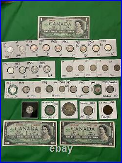 Canada Old Silver MASSIVE lot Of Coins/notes SUPER FINE LOT
