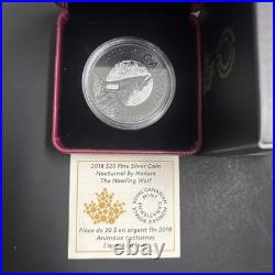 Canada RCM 2018 $20 Fine Silver Coin Nocturnal By Nature The Howling Wolf