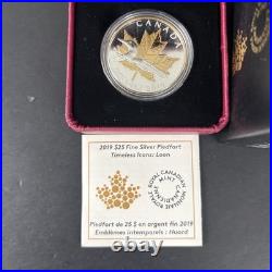 Canada RCM 2019 $25 Timeless Icons Loon Fine Silver Coin Piedfort