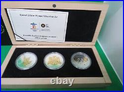 Canada RCM Vancouver 2010 Special Edition Olympic 3x 99.99% Silver Coin Set /COA
