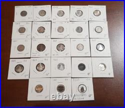 Canada Silver 10 Cents Lot Of 22 Coins 1932-1967 + 2023 Speciment Non Silver