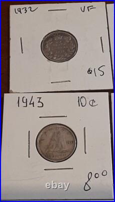 Canada Silver 10 Cents Lot Of 22 Coins 1932-1967 + 2023 Speciment Non Silver