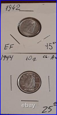 Canada Silver 10 Cents Lot Of 22 Coins 1932-1967 + 2023 Speciment Non Silver