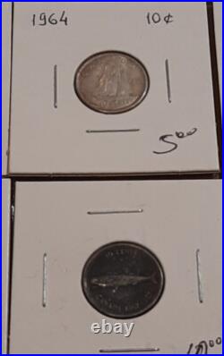 Canada Silver 10 Cents Lot Of 22 Coins 1932-1967 + 2023 Speciment Non Silver