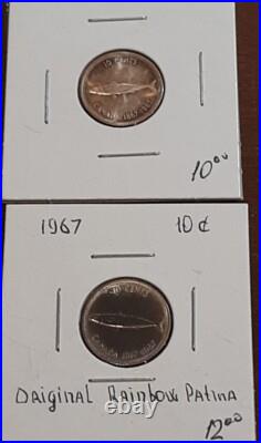 Canada Silver 10 Cents Lot Of 22 Coins 1932-1967 + 2023 Speciment Non Silver
