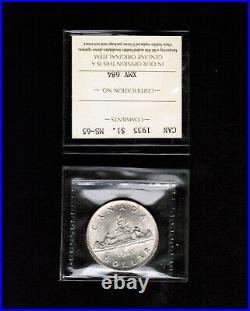 Canada Silver $1 Dollar 1935 First Issue Certified ICCS MS-65 Gem Coin