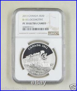 Canada Silver Coin 20 Dollars 2011, D-10 Locomotive, NGC PF 70