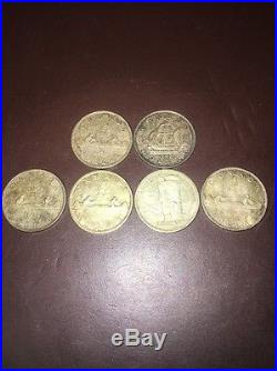 Canada Silver Dollar Lot 1945 49 53 57 58 60 (6 Coins) Rare Key Date SILVER