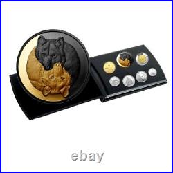 Canada Silver Rhodium & Gold Plated $20 Coin 1 Oz GREY WOLF Gift Set, 2021