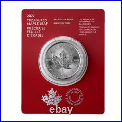 Canada Silver YEAR OF THE TIGER Bullion Coin, Maple Leaf $5 Dollars, 2022