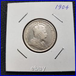 Canada coin, 25 cents, silver, 1904, Very rare