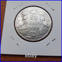 Canada coin, 50 cents, silver, 1899, key date, very nice condition