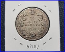Canada coin, 50 cents, silver, 1910, Victorian Leaves, rare