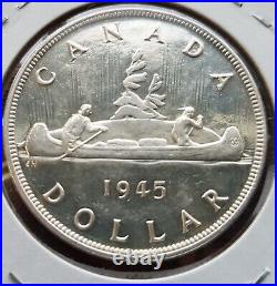 Canada coin, one silver dollar, 1945, perfect condition, low mintage