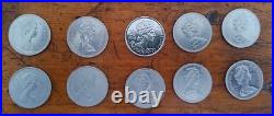 Canadian 50 Cent Silver Coins Lot Of 10 Silver Coins