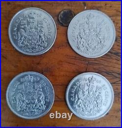 Canadian 50 Cent Silver Coins Lot Of 10 Silver Coins
