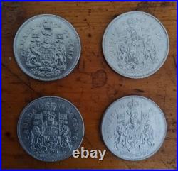 Canadian 50 Cent Silver Coins Lot Of 10 Silver Coins