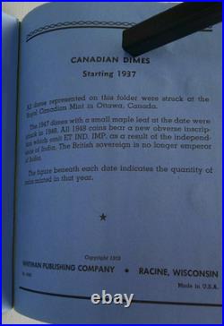 Canadian Dime Collection NO. 2 1937 to 1982 Vintage Whitman Folder