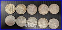 Canadian Silver Dollars Bulk Lot 10 Coins 1967 Or Earlier. 800