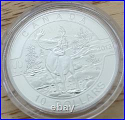 Cdn 2013 Silver $10 Coin featuring the Iconic Elk on the Reverse Side