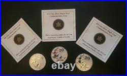 Cdn SET of 3-2011 RCM $20 SILVER (. 9999) 7.6 gm 5 Maple Leafs in Leuchtturm case