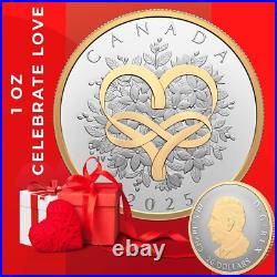 Celebrate Love Fine 1oz Silver Collectible Coin 2025 Royal Canadian Mint Canada