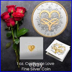 Celebrate Love Fine 1oz Silver Collectible Coin 2025 Royal Canadian Mint Canada