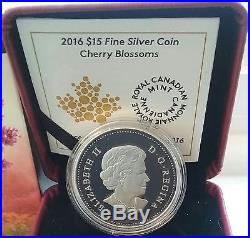Cherry Blossoms Celebration Spring $15 2016 3/4OZ Pure Silver Proof Coin Canada 
