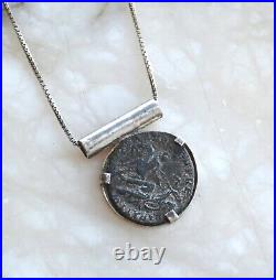 Coin necklace, Authentic Roman Coin necklace, Antique, sterling silver (V671)