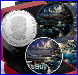 Cougar Moonlight Glow-Dark $30 2017 2OZ Pure Silver Proof Canada Coin