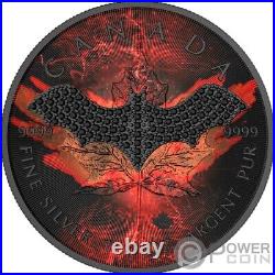 DARK BAT Bejeweled Maple Leaf 1 Oz Silver Coin 5$ Canada 2022