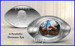DINOSAUR EYE 2025 CANADA 1oz. 9999 Pure Silver OVAL SHAPPED Proof $20 Coin