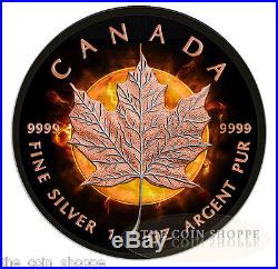 ECLIPSE OF THE SUN MAPLE LEAF 2016 1 oz Silver CANADA Coin Ruthenium Rose Gold