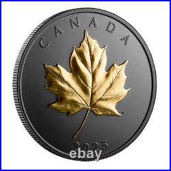 ELEGANT MAPLE 2025 CANADA Rhodium/Gold Gilded 1oz. 9999 Pure Silver $20 Coin