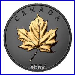ELEGANT MAPLE 2025 CANADA Rhodium/Gold Gilded 1oz. 9999 Pure Silver $20 Coin