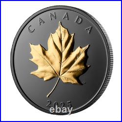 ELEGANT MAPLE 2025 CANADA Rhodium/Gold Gilded 1oz. 9999 Pure Silver $20 Coin