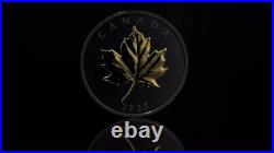 ELEGANT MAPLE 2025 CANADA Rhodium/Gold Gilded 1oz. 9999 Pure Silver $20 Coin